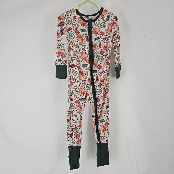 Gingerbread Peace Sign Lego Skateboard Baby Size 18-24 M Bamboo Like Sleeper - Picture 1 of 7